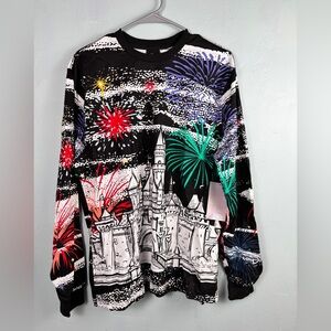 Disney Disneyland Resort Black Fireworks Castle Crewneck Long sleeve Shirt